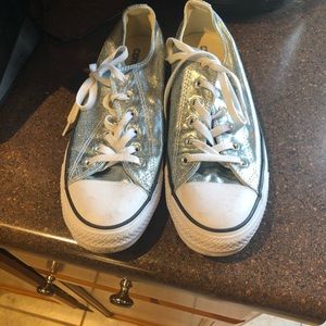 Metallic Silver Chuck Taylor Tennis Shoes